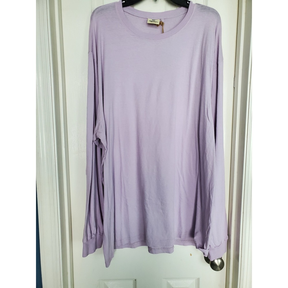 U.S. Vintage Long Sleeve Tee Purple Ice Cotton Crew Neck Basic Shirt 4XL NWT